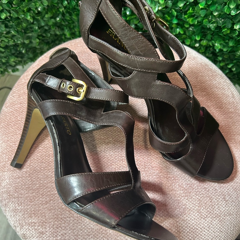 Franco Sarto Dark Brown Strappy Heels